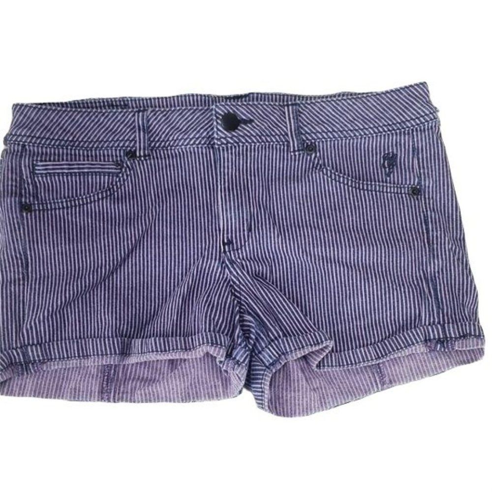 Candies Purple Pinstripe Denim Shorts Heart Seam Size 9